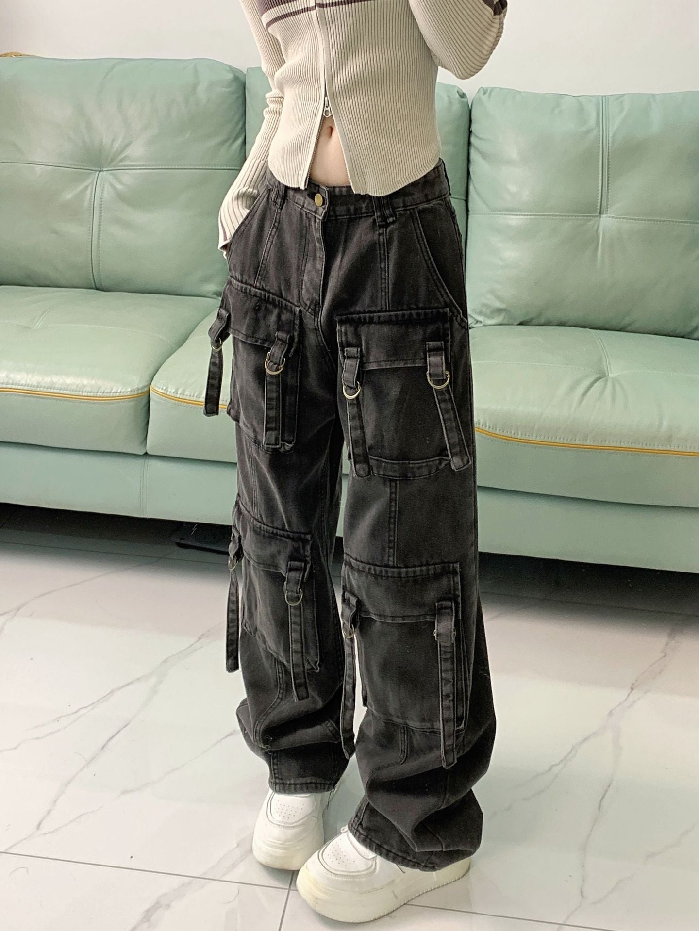 Street High Waist Loose Straight Pants