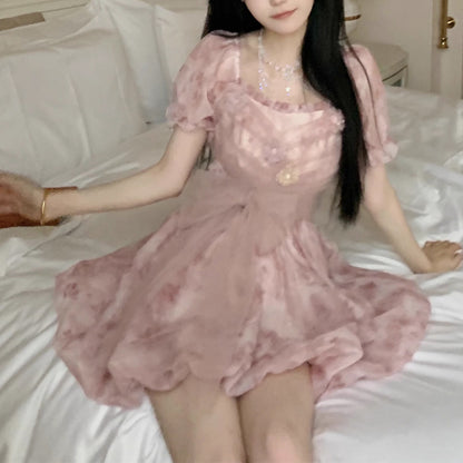 French Cute Youth-looking Bud Tulle Tutu Dress