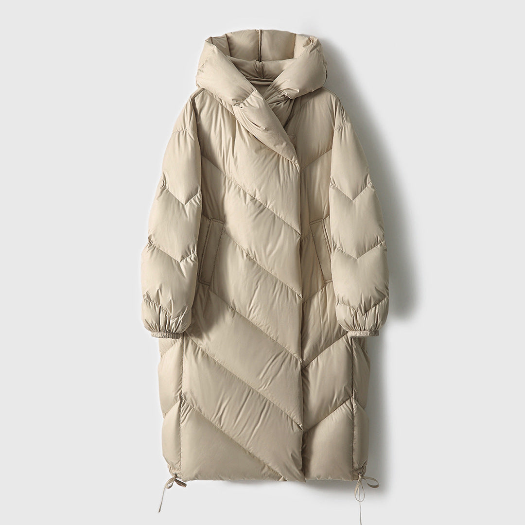 Veste en duvet de canard blanc 90 pour femme, doudoune épaisse et étendue au-dessus du genou, nouvelle collection automne et hiver