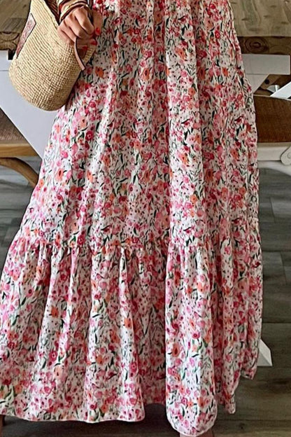 Robe smockée à fleurs et bretelles spaghetti