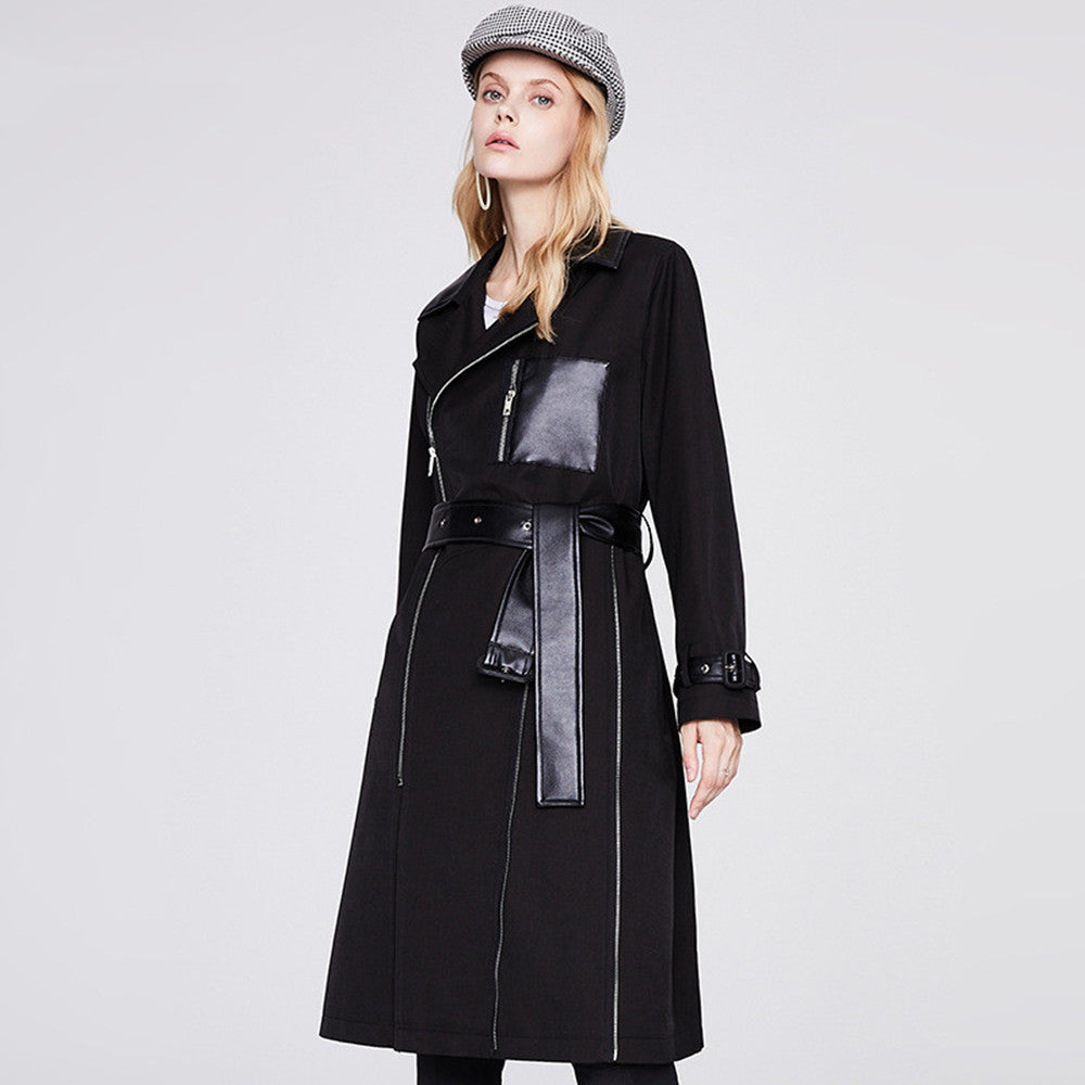 Women's Mid-length High-end Design Contrasting Trench Coat