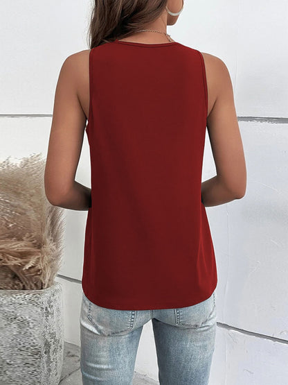 Camiseta sin mangas con cuello en V entrecruzada