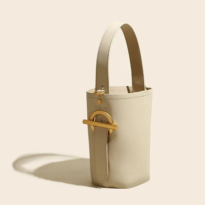 Sac seau portable à une épaule en cuir véritable pour femme