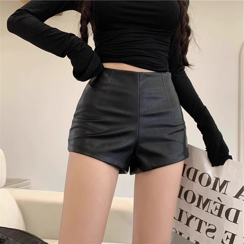 Sheath Leather Pants Sexy Temperament Hot Girls Wear New High Waist Shorts